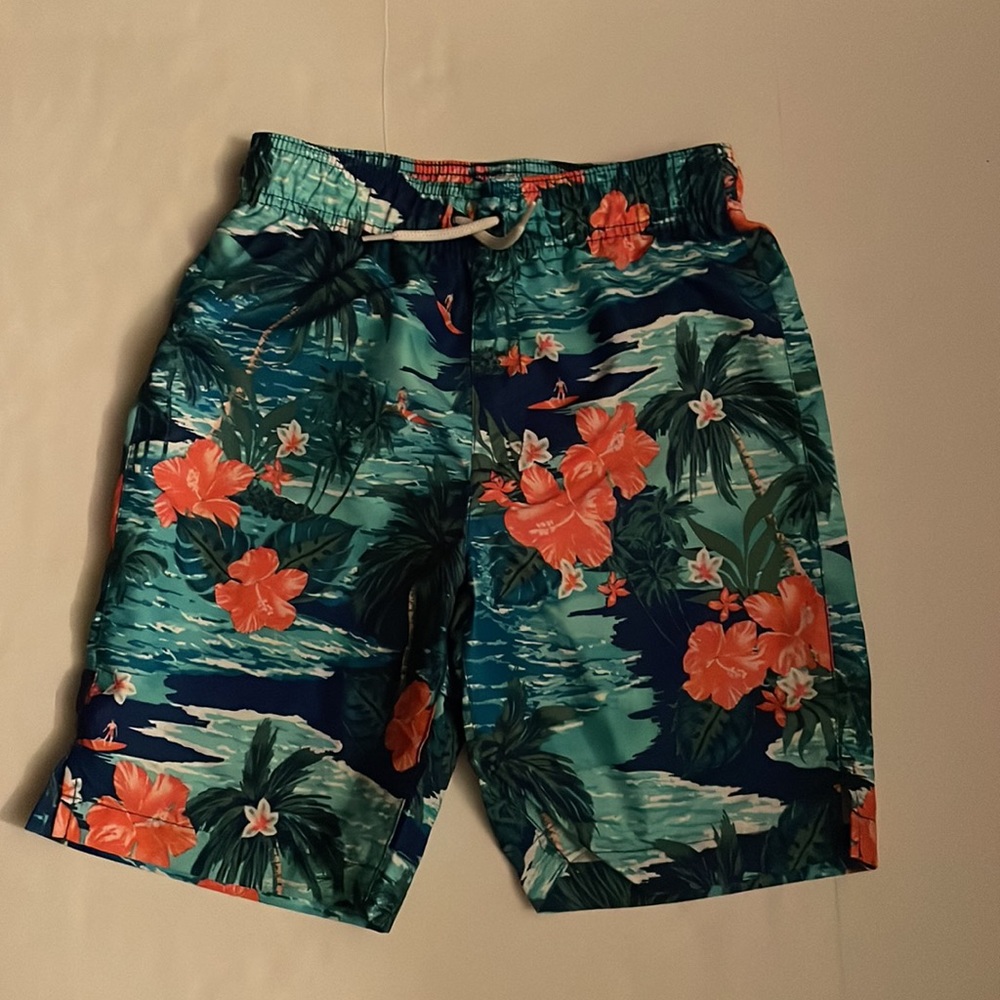 Place Sport (The Children Place) tropical print swim trunks, size L (10/12)